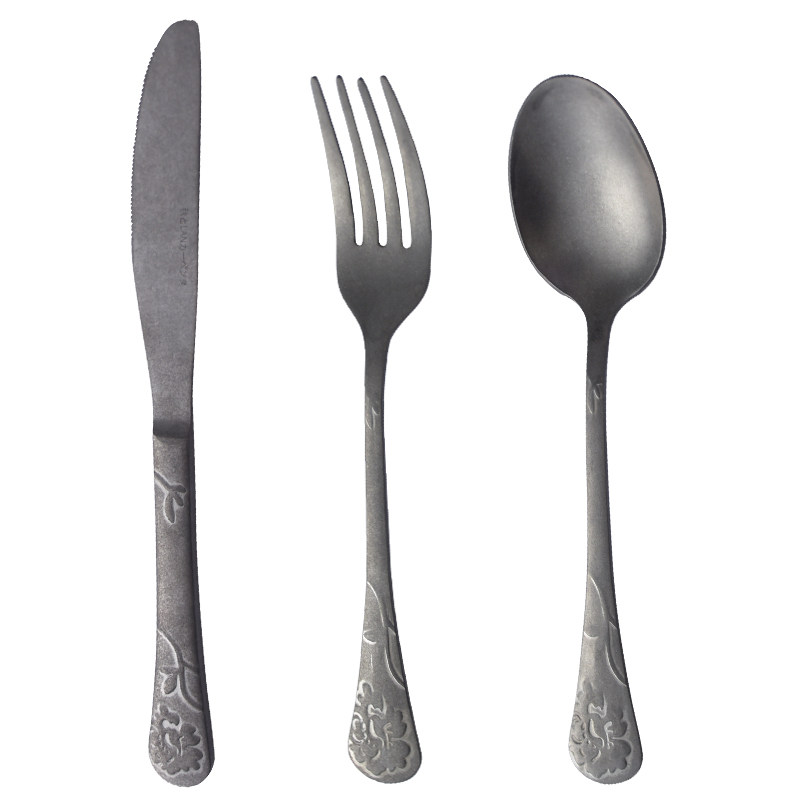 秋和岚匠 杜鹃花理念设计复古304牛排刀叉勺咖啡搅拌勺水果叉餐具,淘宝优惠券,粉丝福利购,淘宝优惠卷