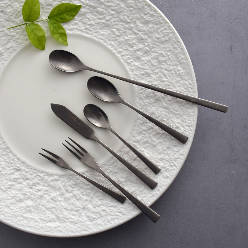 秋和岚匠复古做旧银 牛排刀叉甜品勺咖啡勺水果叉304不锈钢西餐具,淘宝优惠券,粉丝福利购,淘宝优惠卷