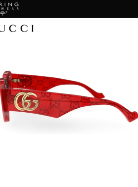 开云眼镜 古驰GUCCI男女同款透明线芯几何全框太阳镜墨镜GG1421S