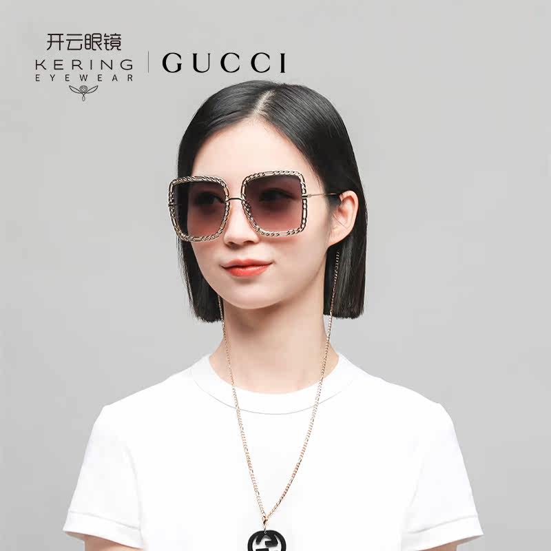 开云眼镜gucci系列金属大框女迷链 开云眼镜太阳眼镜