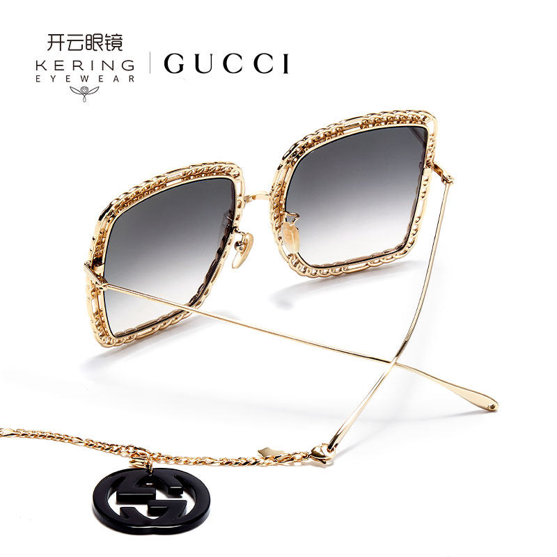 开云眼镜gucci系列金属大框女迷链 开云眼镜太阳眼镜