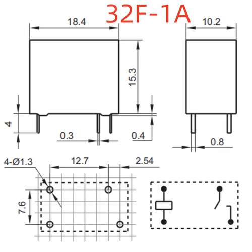 XJ32F-12VDC-S-A 全新继电器 XJ-SS-112DMH 4脚继电器通用款 - 图1