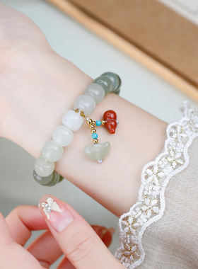 和田青玉渐变色DIY时尚复古手串手链精致经典典雅女古色