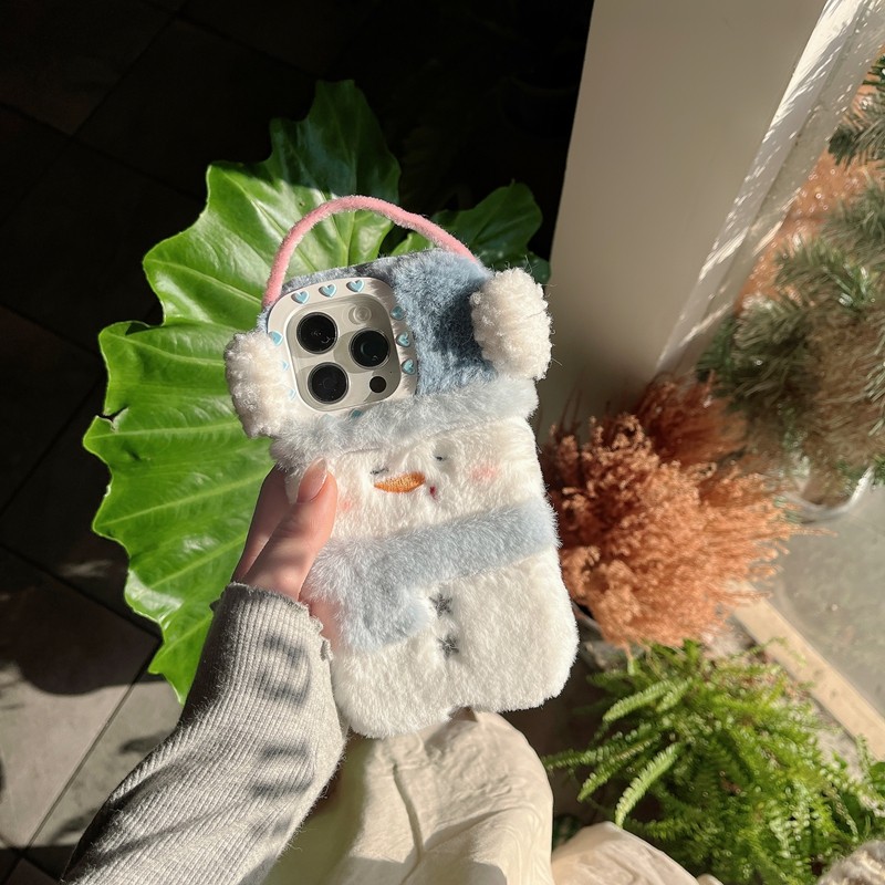 韩系ins可爱毛茸茸冬天雪人17pro苹果16ProMax手机壳iPhone14/15全包13pro女款11/12秋冬毛绒保护套,淘宝优惠券,粉丝福利购,淘宝优惠卷
