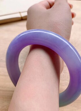 翡翠玉手镯女款天然缅甸正品翡翠色A货冰种紫罗兰翡翠玉手镯时尚