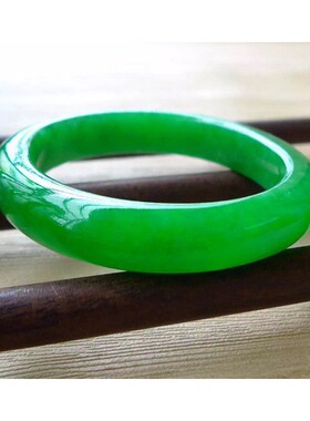 冰种满色帝王绿精品天然缅甸老坑翡翠手镯子女正圈玉手镯辣绿送礼