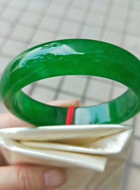 天然缅甸翡翠手镯满绿帝王绿冰种翡翠玉手镯少女款翡翠手镯子送礼