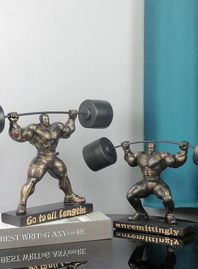 大力士肌肉男健美举重运动员人物雕塑模型健身房办公室装饰摆件