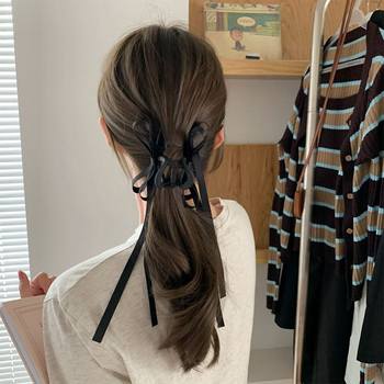 Streamer Black Bow Clip Back of Head Women's Hairstyle Frosted Shark Clip Versatile Internet Celebrity 2023 New Hair Accessories