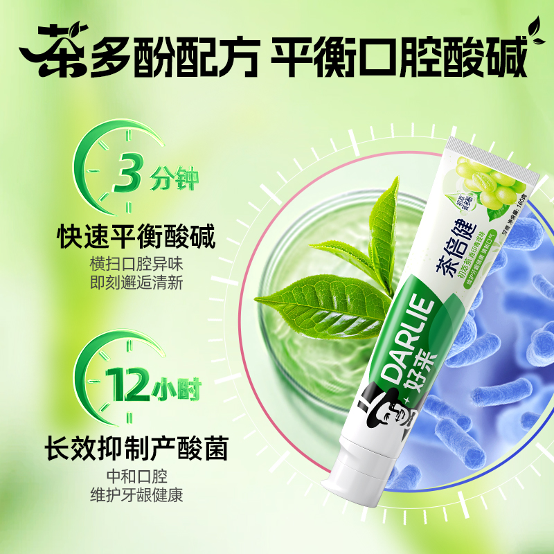 好来白桃味茶倍健清新口气成人用含氟黑人牙膏正品官方旗舰店同款