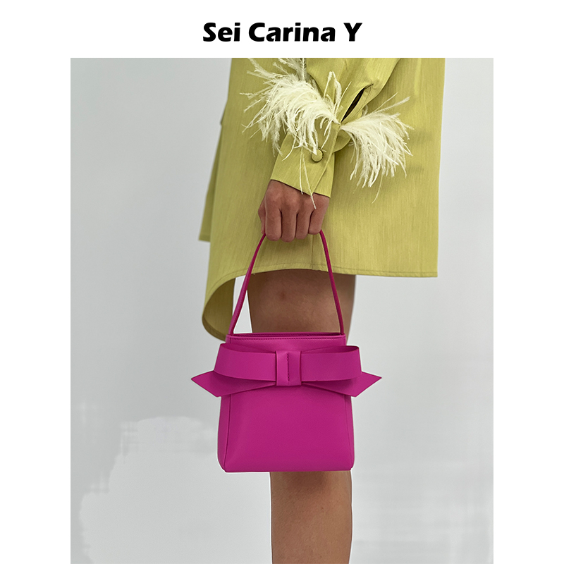 [7折]Sei Carina Y立体蝴蝶结方形手提包女手拎新款小众设计包 - 图0