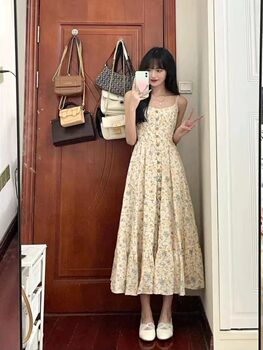 French niche dress for women 2024 new summer style gentle style high waist slim floral skirt ມີໄຂມັນເລັກນ້ອຍກວມເອົາ skirt ຍາວ