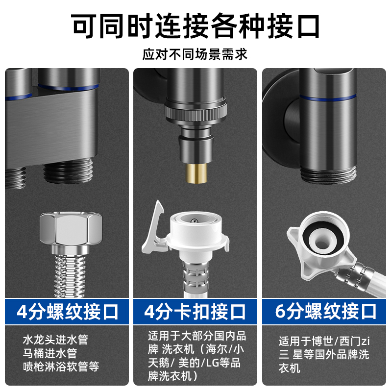 迷你全铜洗衣机专用水龙头接头4/6分通用防脱落家用全自动止水阀 - 图2