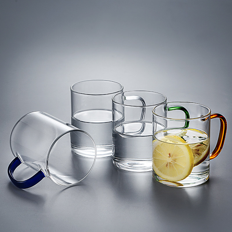 玻璃杯带把家用套装杯子客厅水杯家庭简约泡茶杯喝水杯牛奶杯耐热