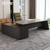Solid Wood Leather Boss Table President Table Minimalist Modern Atmosphere Manager Baking Lacquer Big Bandae Office Owner Desk