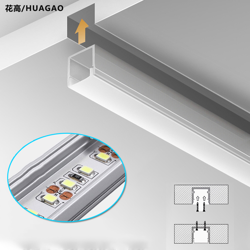 led灯槽线条灯嵌入式铝合金灯带卡槽u型长条线性灯明装暗装线型灯-图2