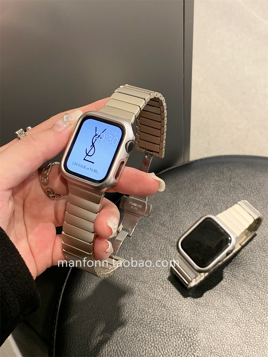 适于苹果10手表带Applewatch98星光色高级不锈钢蝴蝶扣765SEUltra,淘宝优惠券,粉丝福利购,淘宝优惠卷