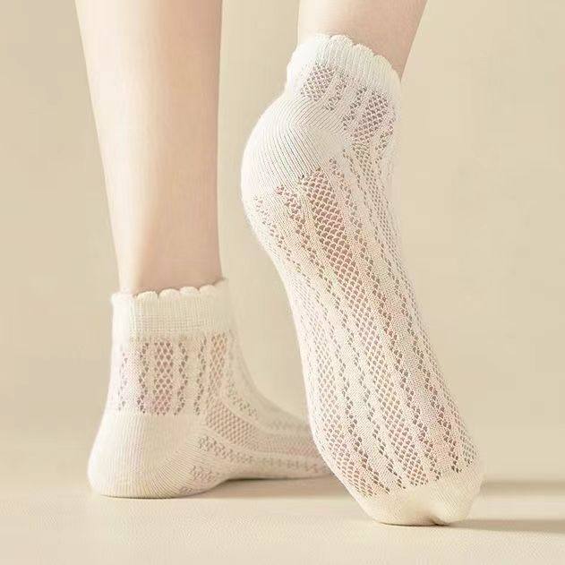 镂空网眼袜子女夏季薄款短袜纯棉日系夏天棉纱花边无骨透气月子袜,淘宝优惠券,粉丝福利购,淘宝优惠卷