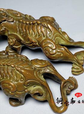 古玩铜器实心加大号貔貅手把件瑞兽镇宅招财茶宠茶台文房镇尺摆件
