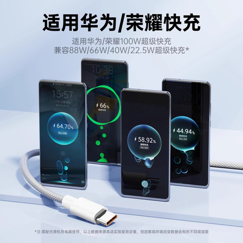 typec数据线超级快充适用华为充电线荣耀小米安卓Mate60Pro编织usb转typec100w充电线typec车载6a闪充数据线 - 图3