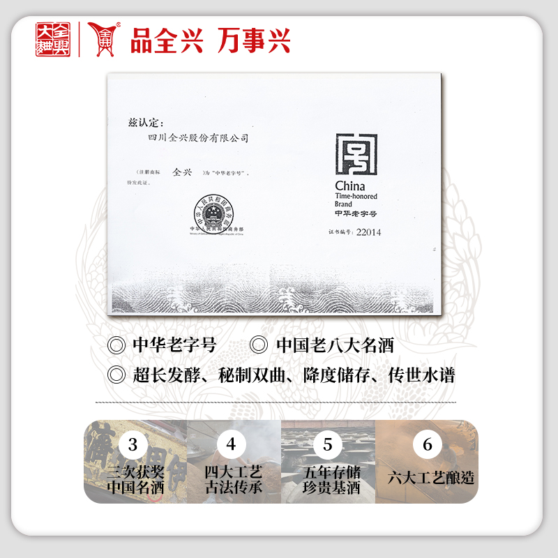 【酒厂自营】成都全兴烧坊 明 52度500ml*6浓香型纯粮白酒箱装