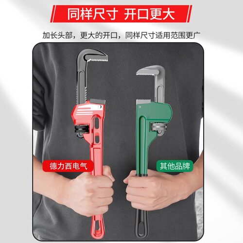 德力西管钳万用管子钳多功能水暖管钳子喉钳快速水管钳水管扳手小 - 图2