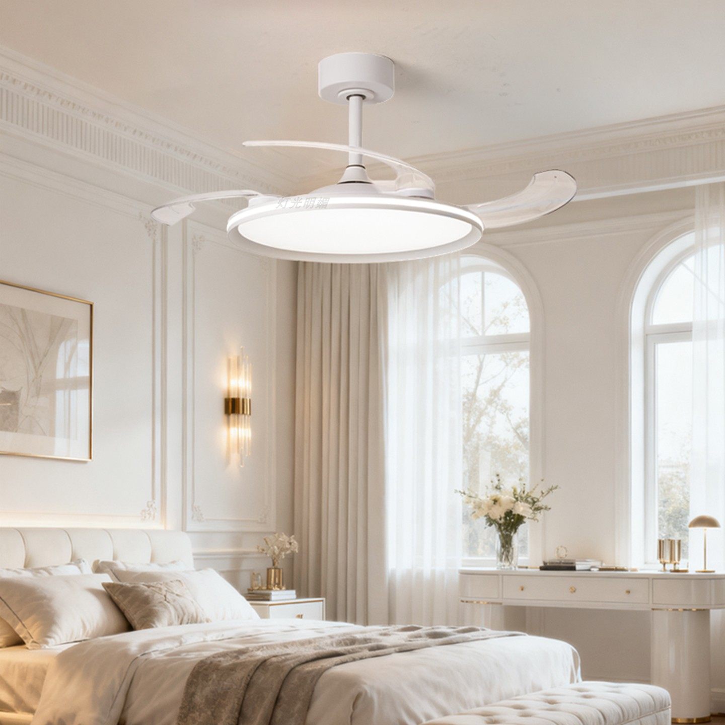 灯光明媚风扇灯具餐厅极简简约照明智能静音吊扇一体隐形卧室护眼,淘宝优惠券,粉丝福利购,淘宝优惠卷