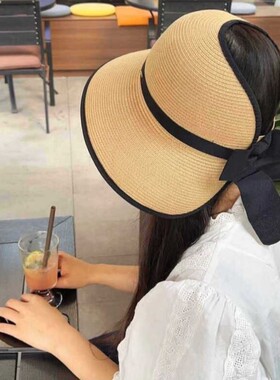 草编大檐渔夫帽子女款新款夏季透气防晒帽遮阳时尚百搭太阳帽草帽