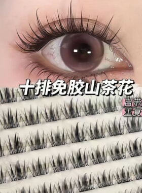 免胶自粘山茶花睫毛书假睫毛自然仿真精灵单簇分段懒人新手单簇睫