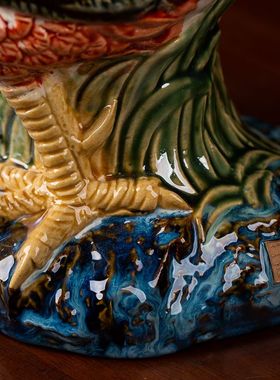 石湾陶瓷公鸡摆件大号金鸡吉祥物客厅卧室衣柜动物工艺品装饰品