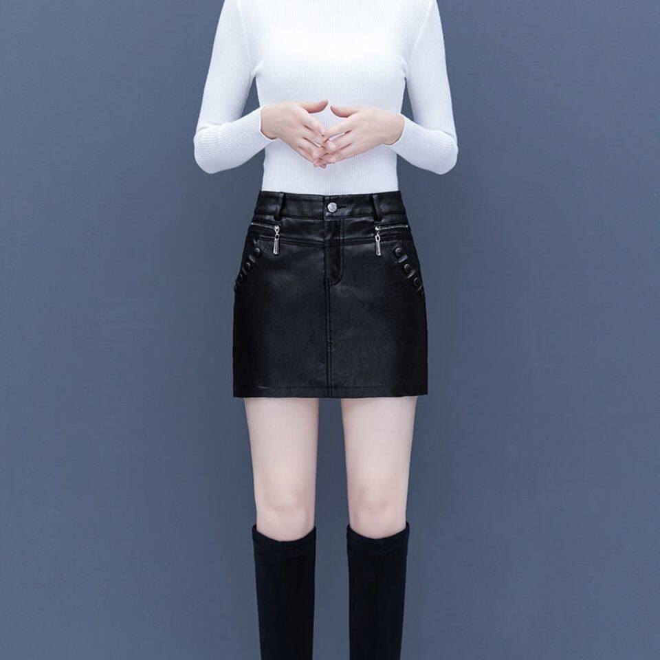 2021秋冬新款高腰休闲皮裤修身套裙 花淑婉休闲裤