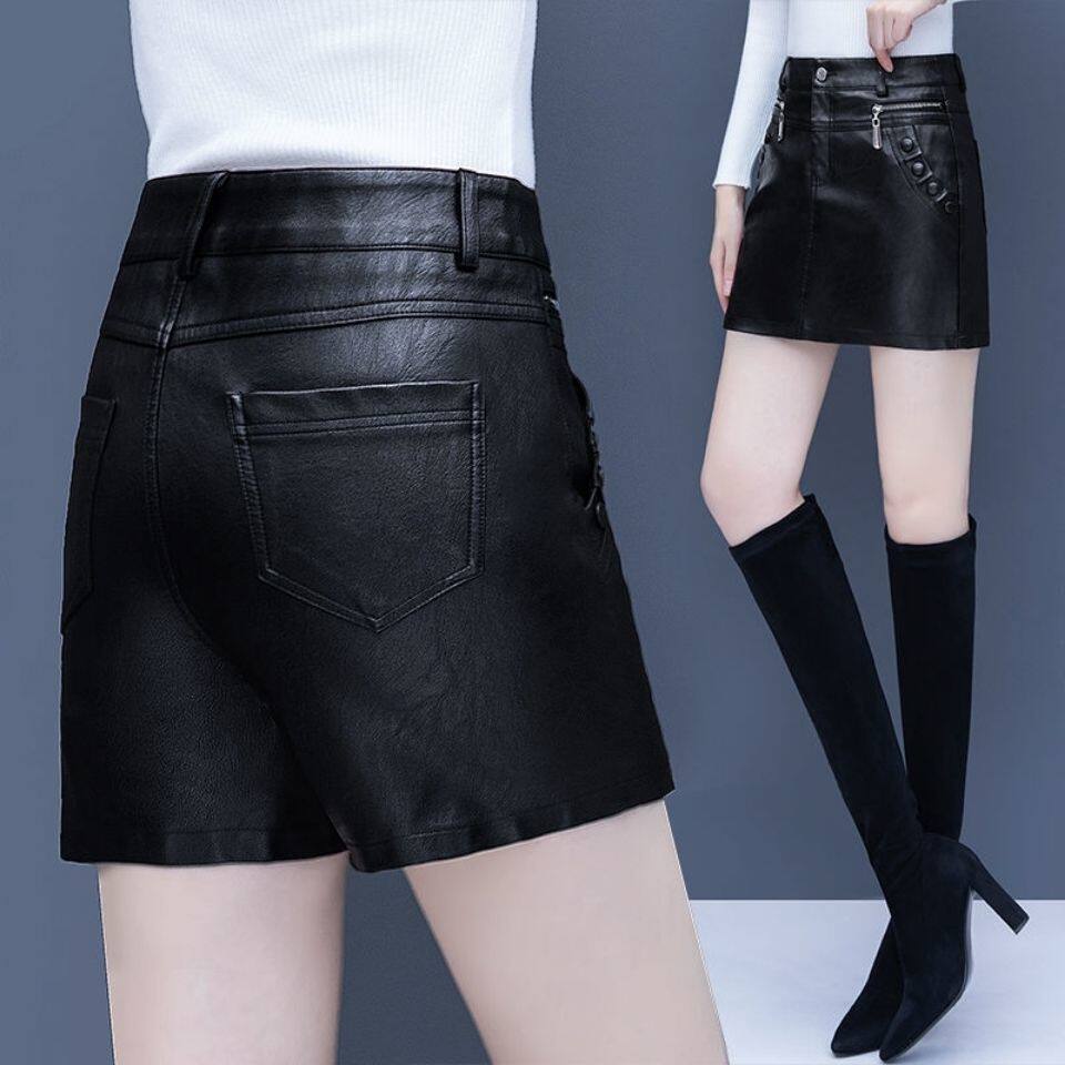 2021秋冬新款高腰休闲皮裤修身套裙 花淑婉休闲裤