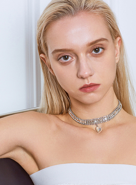 INCH EDITION在逃公主爱心吊坠满钻项圈颈链桃心choker