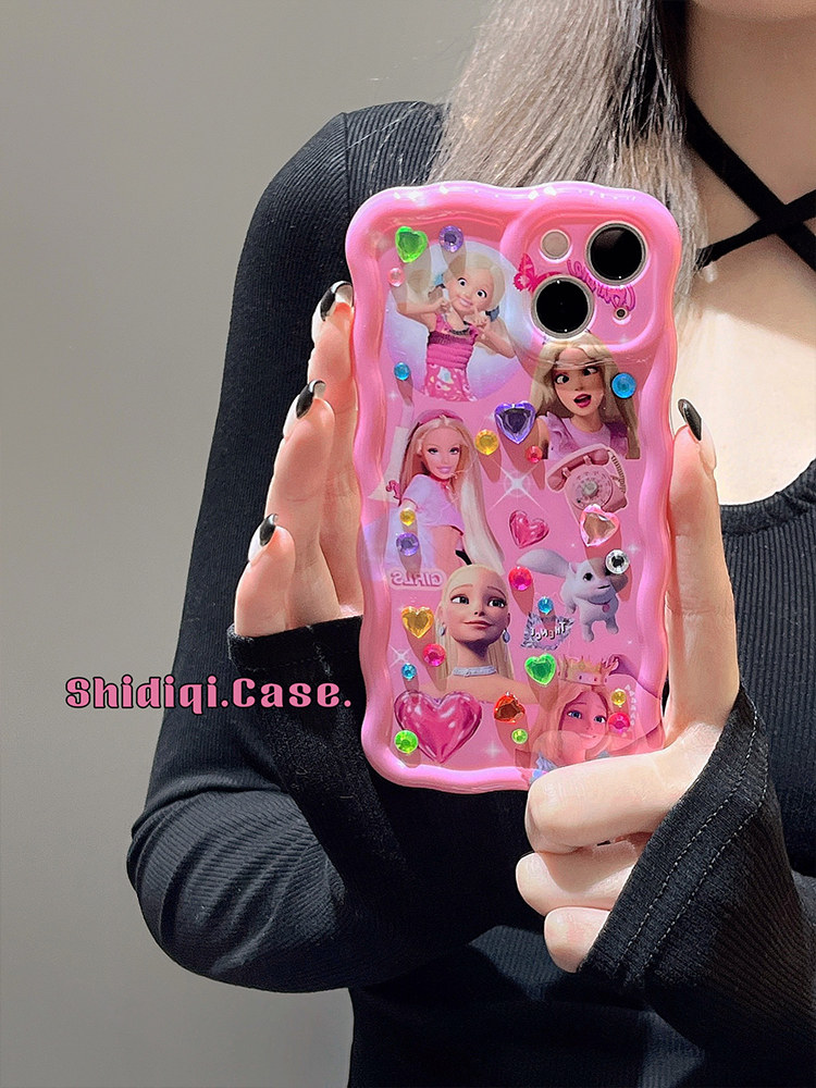 粉色卡通艾莎公主diy贴钻女手机壳 诗迪奇手机保护套/壳