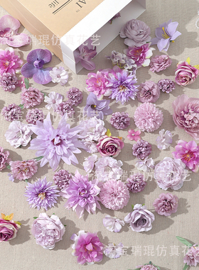 紫色系混搭仿真花DIY手作簪花