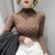 Qi Ru half turtleneck lace lace inner layered frayed lace shirt