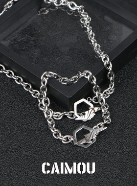 CAIMOU火焰闪电项链男女款暗黑风