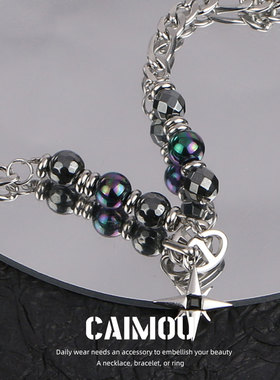 CAIMOU原创轻奢百搭炫彩星星项链潮流爆花星耀钛钢男锁骨潮短款酷