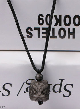 新中式银耀石醒狮项链男女