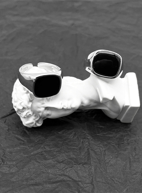 CAIMOU黑墨戒指男女款银色