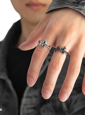 树枝藤蔓镶钻戒指女ins嘻哈小众