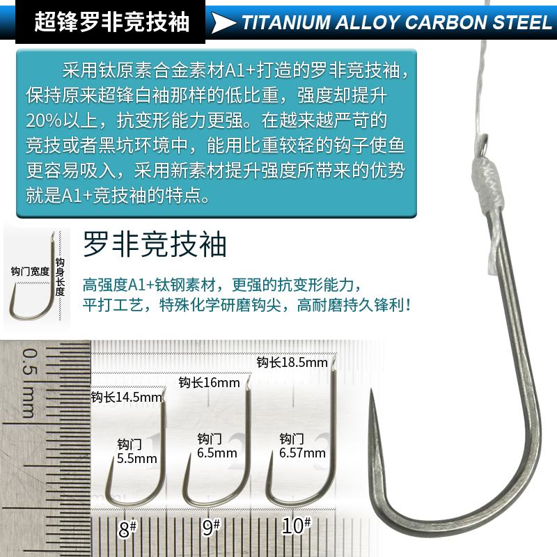 超锋鱼钩罗非竞技袖PE子线仕挂套装手绑好成品10付黑胶板水库垂钓 - 图1