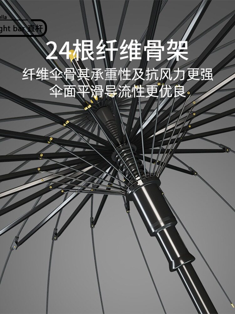 24骨雨伞长柄男士大号自动加固暴雨结实防风黑色商务定制直杆伞男