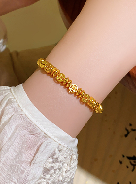 古婷古法沙金铜钱币手链高级感