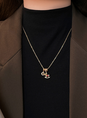 古婷沙金小马钱币吊坠项链高级感