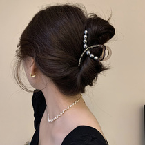 French Water Drill Pearl Mid Grip Clip Disc Hairless Hair Clip Woman Rear Brain Spoon Shark Clip Advanced Sensation