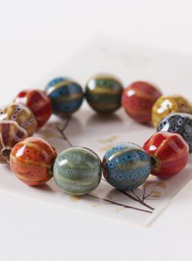 景德镇陶瓷饰品新款时尚花釉珠子手链多色休闲民族风学生手链
