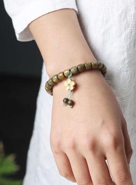 阿根廷绿檀直切桶珠DIY梅花装配饰手持链念佛珠串复古男女士饰品