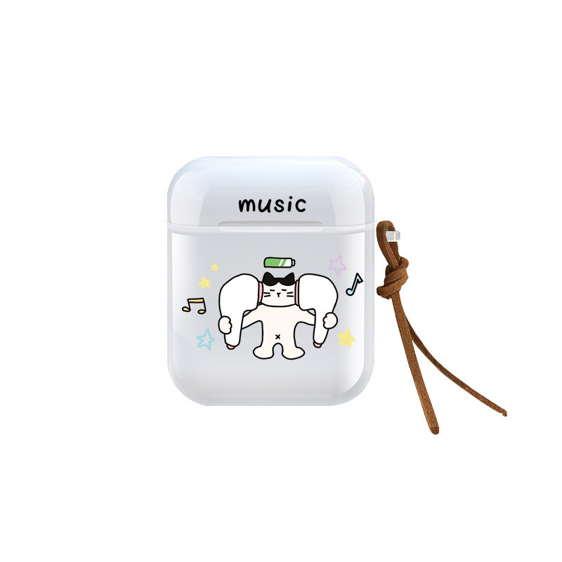 适用于airpods 4代透明耳机保护套airpods 3代可爱听音乐猫咪pro3代新款耳机套airpods pro2代无线蓝牙耳机套
