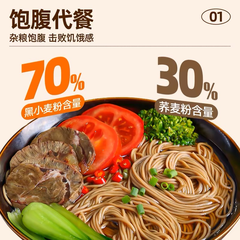 荞麦面龙须面挂面全麦粗粮低0脂肪面条糖肥餐专用主食代餐乔无减 - 图3